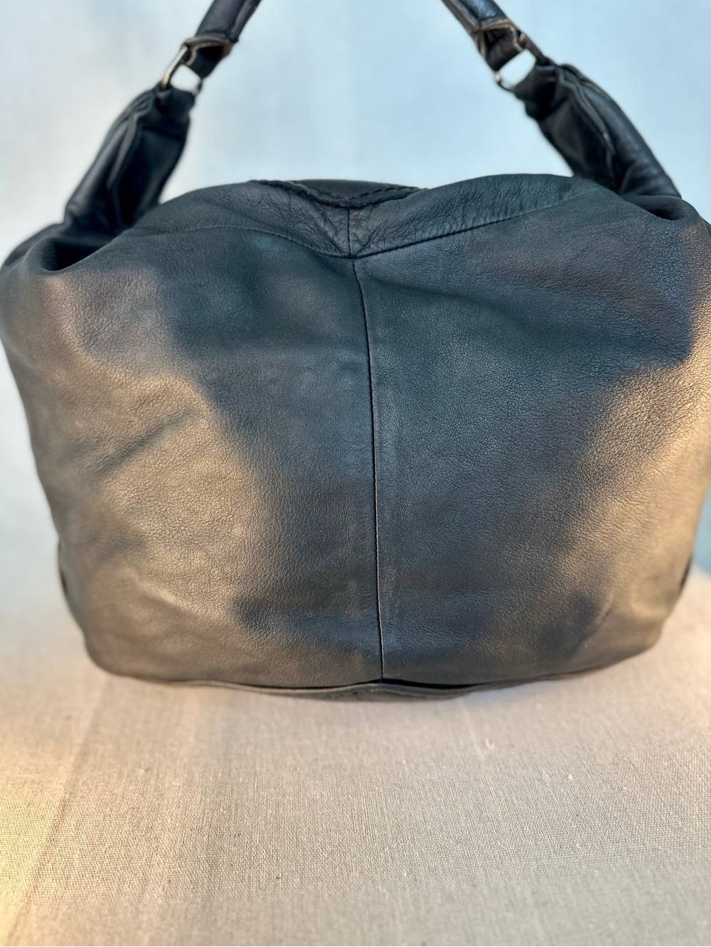 Liebeskind Berlin Black Leather Studded Hobo Bag Slouchy Shoulder Tote Moto - Picture 2 of 10
